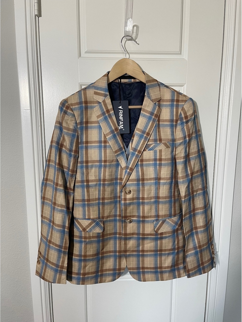Boys Suits for Kids Size 16 Brown Plaid 2 Pieces NO PANTS K147